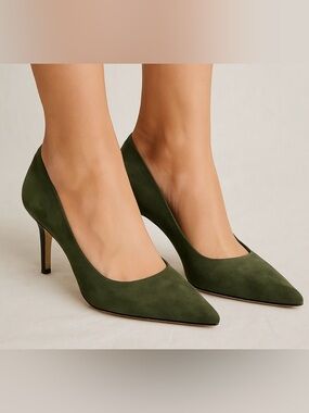 Kiki Price Olive Green Suede Heels NWT – Size EU 40.5 / US 10.5 (P6)✨